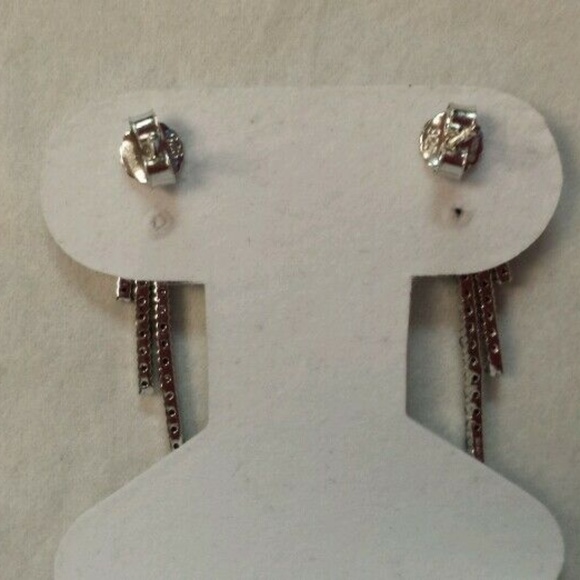 Dramatic 1ct Black Diamond Multi-Row Line Earrings - Picture 2 of 8